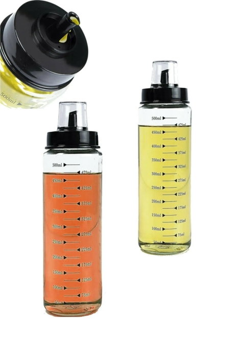 Hermia Juego de Dispensadores de Aceite de Vidrio Transparente de 500 ml (2 Piezas)